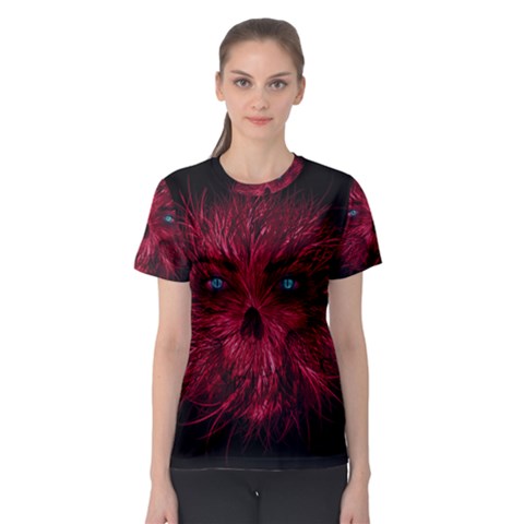 Monster Red Eyes Aggressive Fangs Ghost Women s Sport Mesh Tee by HermanTelo