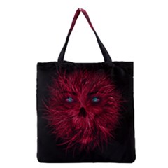 Monster Red Eyes Aggressive Fangs Ghost Grocery Tote Bag by HermanTelo