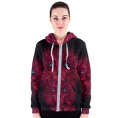 Monster Red Eyes Aggressive Fangs Ghost Women s Zipper Hoodie by HermanTelo