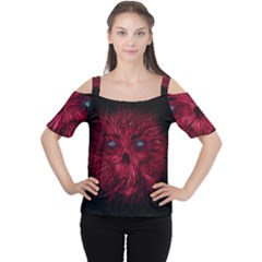 Monster Red Eyes Aggressive Fangs Ghost Cutout Shoulder Tee