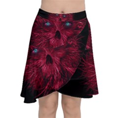 Monster Red Eyes Aggressive Fangs Ghost Chiffon Wrap Front Skirt by HermanTelo