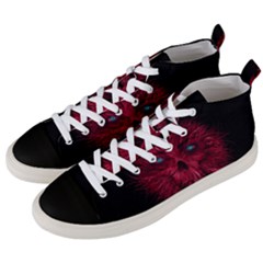 Monster Red Eyes Aggressive Fangs Ghost Men s Mid-top Canvas Sneakers by HermanTelo