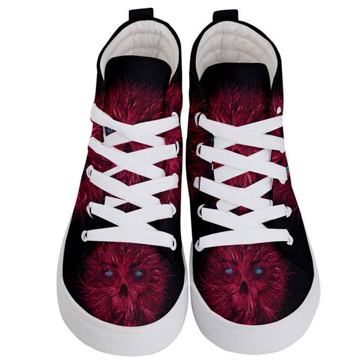 Monster Red Eyes Aggressive Fangs Ghost Kids  Hi-Top Skate Sneakers