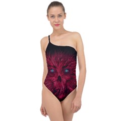 Monster Red Eyes Aggressive Fangs Ghost Classic One Shoulder Swimsuit