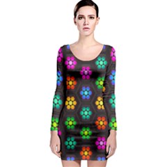 Pattern Background Colorful Design Long Sleeve Bodycon Dress