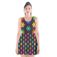 Pattern Background Colorful Design Scoop Neck Skater Dress