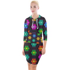 Pattern Background Colorful Design Quarter Sleeve Hood Bodycon Dress