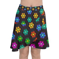 Pattern Background Colorful Design Chiffon Wrap Front Skirt