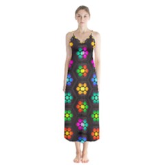 Pattern Background Colorful Design Button Up Chiffon Maxi Dress