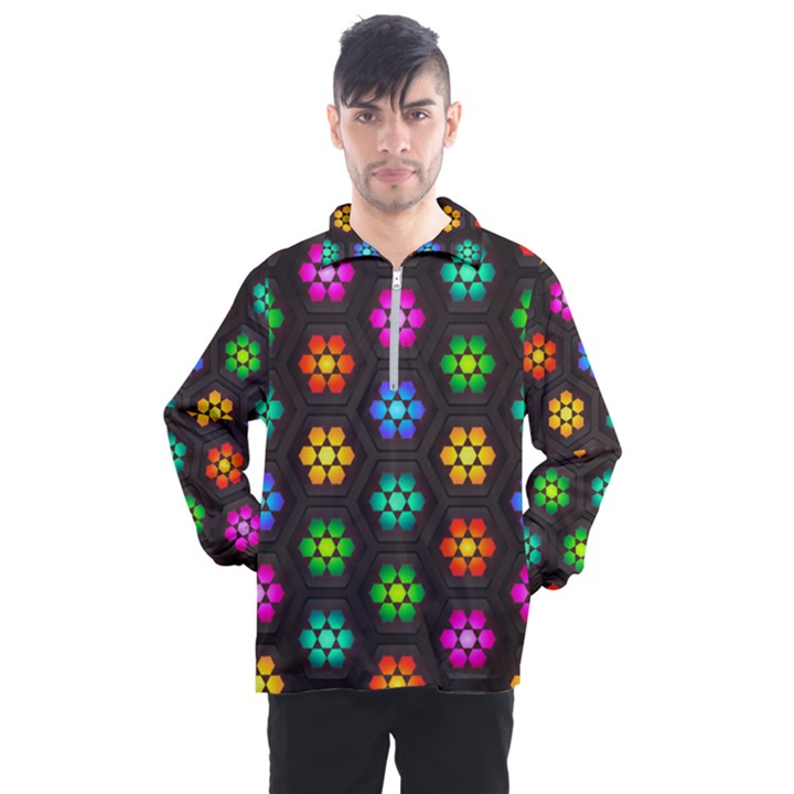 Pattern Background Colorful Design Men s Half Zip Pullover