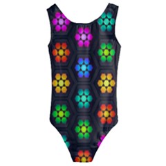 Pattern Background Colorful Design Kids  Cut-out Back One Piece Swimsuit