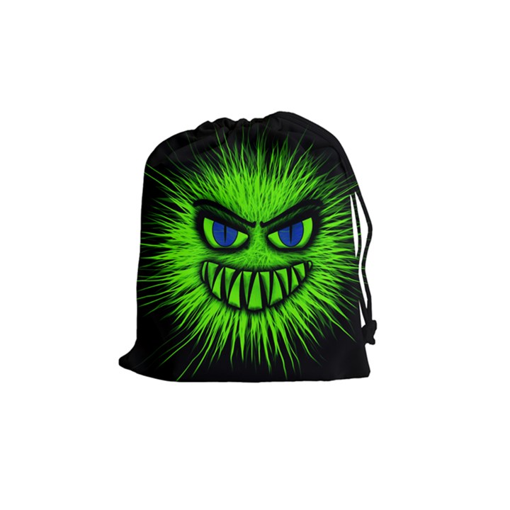 Monster Green Evil Common Drawstring Pouch (Medium)