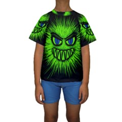 Monster Green Evil Common Kids  Short Sleeve Swimwear