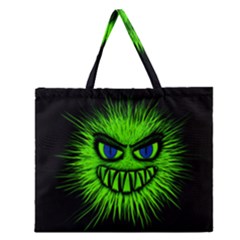 Monster Green Evil Common Zipper Large Tote Bag