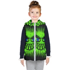 Monster Green Evil Common Kids  Hooded Puffer Vest by HermanTelo