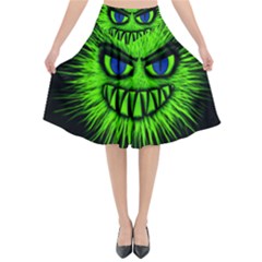 Monster Green Evil Common Flared Midi Skirt