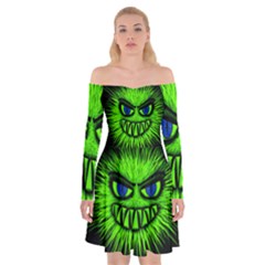 Monster Green Evil Common Off Shoulder Skater Dress by HermanTelo