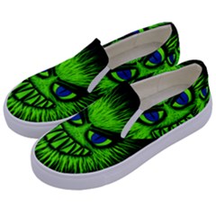 Monster Green Evil Common Kids  Canvas Slip Ons by HermanTelo