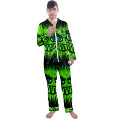 Monster Green Evil Common Men s Satin Pajamas Long Pants Set by HermanTelo