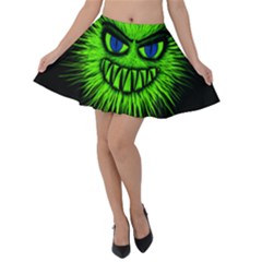 Monster Green Evil Common Velvet Skater Skirt