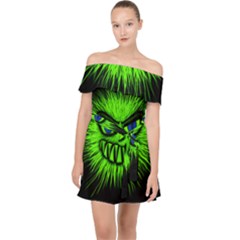 Monster Green Evil Common Off Shoulder Chiffon Dress