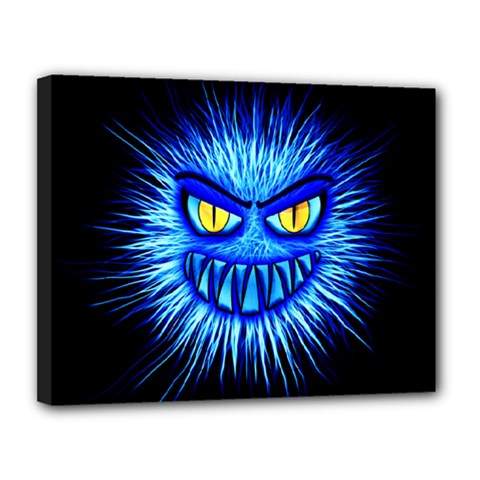 Monster Blue Attack Canvas 14  X 11  (stretched)