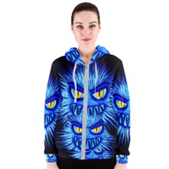 Monster Blue Attack Women s Zipper Hoodie