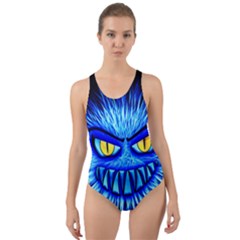 Monster Blue Attack Cut-out Back One Piece Swimsuit