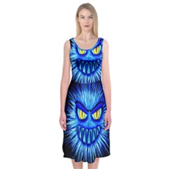 Monster Blue Attack Midi Sleeveless Dress by HermanTelo