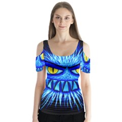 Monster Blue Attack Butterfly Sleeve Cutout Tee 