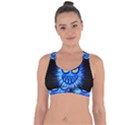 Monster Blue Attack Cross String Back Sports Bra View1