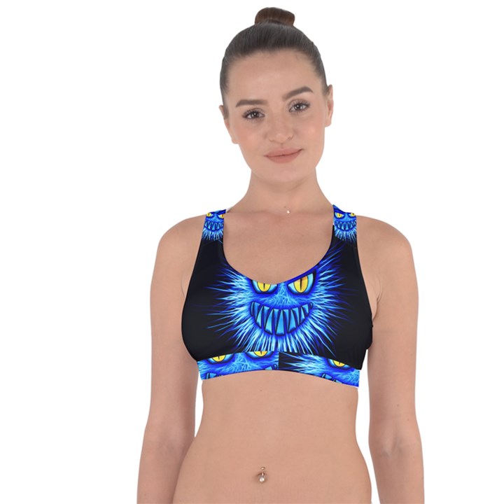 Monster Blue Attack Cross String Back Sports Bra