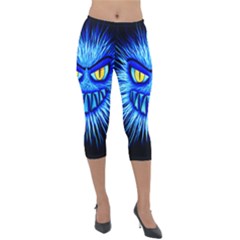 Monster Blue Attack Lightweight Velour Capri Leggings  by HermanTelo