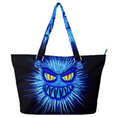 Monster Blue Attack Full Print Shoulder Bag by HermanTelo