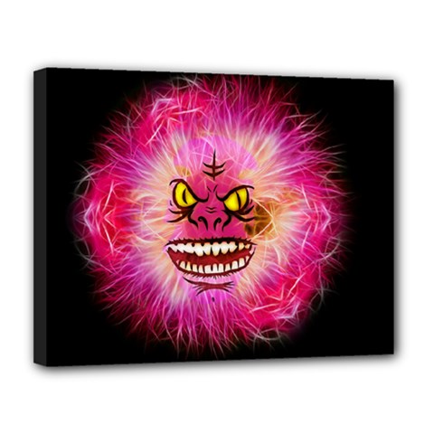 Monster Pink Eyes Aggressive Fangs Canvas 14  X 11  (stretched)