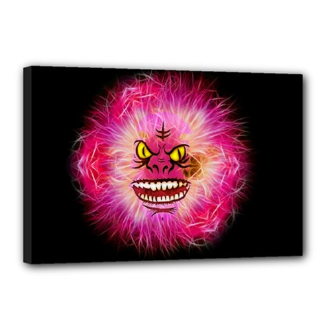 Monster Pink Eyes Aggressive Fangs Canvas 18  X 12  (stretched)