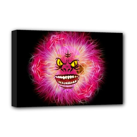 Monster Pink Eyes Aggressive Fangs Deluxe Canvas 18  X 12  (stretched)