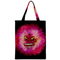 Monster Pink Eyes Aggressive Fangs Zipper Classic Tote Bag by HermanTelo