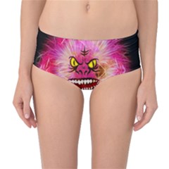 Monster Pink Eyes Aggressive Fangs Mid-waist Bikini Bottoms