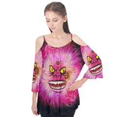 Monster Pink Eyes Aggressive Fangs Flutter Tees