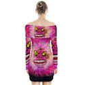 Monster Pink Eyes Aggressive Fangs Long Sleeve Off Shoulder Dress View2