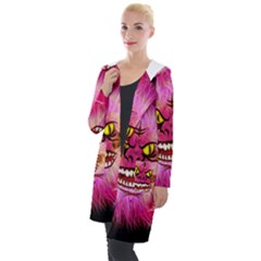 Monster Pink Eyes Aggressive Fangs Hooded Pocket Cardigan