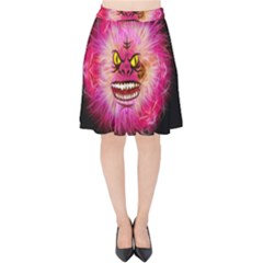 Monster Pink Eyes Aggressive Fangs Velvet High Waist Skirt by HermanTelo