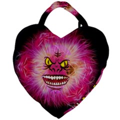 Monster Pink Eyes Aggressive Fangs Giant Heart Shaped Tote by HermanTelo