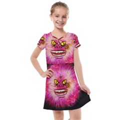 Monster Pink Eyes Aggressive Fangs Kids  Cross Web Dress by HermanTelo