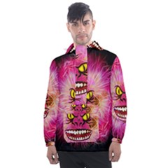 Monster Pink Eyes Aggressive Fangs Men s Front Pocket Pullover Windbreaker