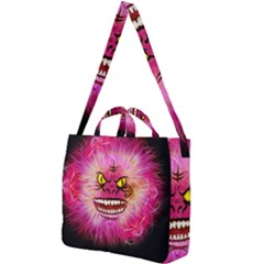 Monster Pink Eyes Aggressive Fangs Square Shoulder Tote Bag by HermanTelo