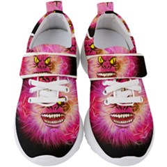 Monster Pink Eyes Aggressive Fangs Kids  Velcro Strap Shoes