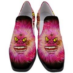 Monster Pink Eyes Aggressive Fangs Slip On Heel Loafers