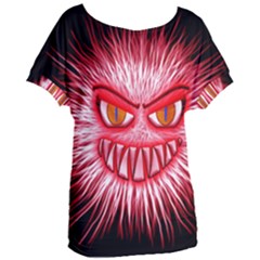 Monster Red Eyes Aggressive Fangs Women s Oversized Tee by HermanTelo